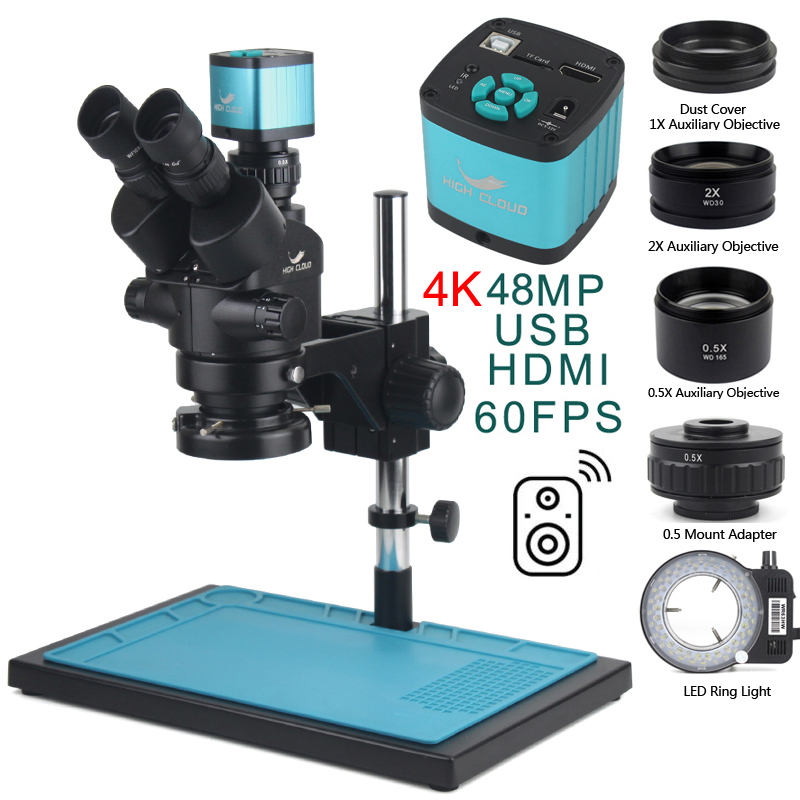 Stereo Trinocular Microscope Pcb - 3.5X-90X Simul-Focal Stereo Trinoculaire Microscoop 4K