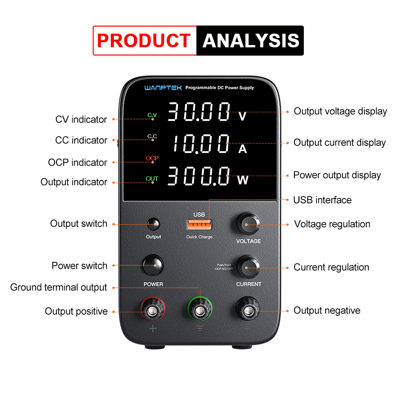Wanptek Programmeerbare DC Voe - Programmable Dc Power Supply 30V 10A recensie en prijs