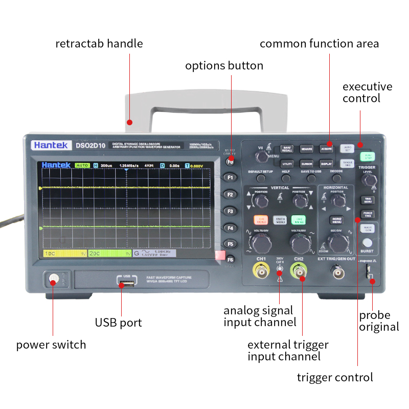 Hantek DSO2D10 Digitale Opslag - Digital Storage Oscilloscope 100Mhz recensie en prijs
